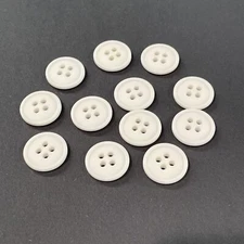 12 Buttons White Plastic 4-Hole Sew Through Sewing 9/16”