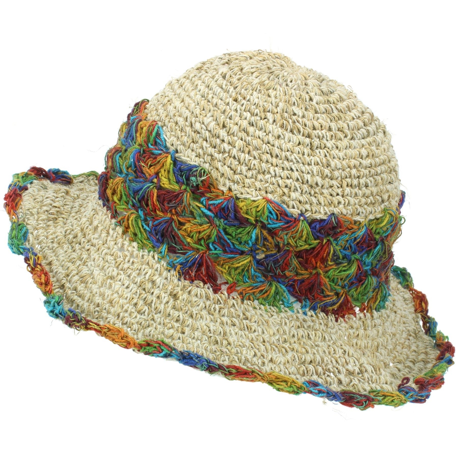 LoudElephant Hemp & Cotton Sun Hat - Crochet Rainbow 1