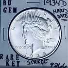 1934 D BU GEM PEACE SILVER DOLLAR UNC MS+++ U.S. MINT RARE KEY COIN 9266