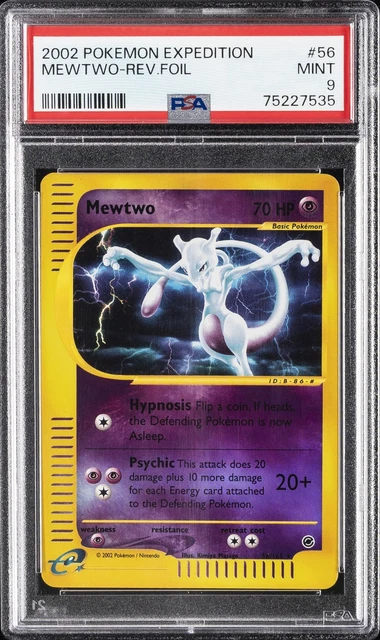 2002 POKEMON EXPEDITION #56 MEWTWO-REVERSE FOIL PSA 9