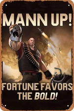 Team Fortress 2 TF2 Mann Up Game Tin Metal Signs Sign Vintage Wall Plaque Decor