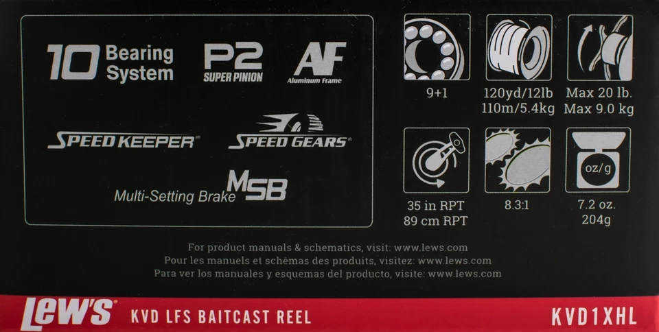 LEW'S KVD LFS KVD1XHL 8.3:1 GEAR RATIO LEFT HAND BAITCAST REEL - Image 3 of 4