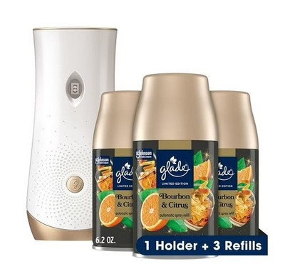 NEW Glade Automatic Spray Kit Bourbon & Citrus - 1 Sprayer + 3 Refills
