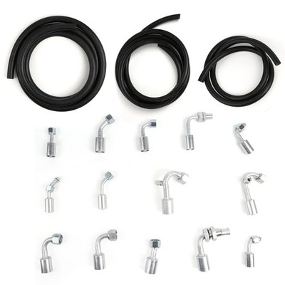 A/C Air Conditioning Ext Length Hoses & Fittings & O-rings Kit For Universal