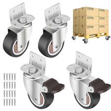 Furniture Wheels 4 Castors 50mm TPR Swivel 2 Locking Brakes for Cabinet