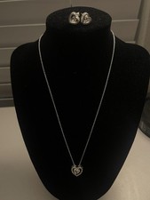 Pendant Silver Necklace Hearts for Women And Hearts Silver Earrings