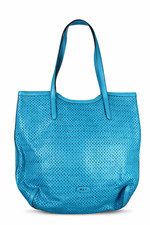 Lauren Ralph Lauren Turquoise Tote Bag Perforated Faux Leather Shopper Summer