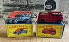 TWO Original Lesney Matchbox vehicles with boxed #30 6 wheel crane #9 fire truck