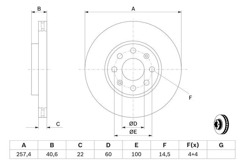 2x BOSCH 0986479223 Brake Disc Front Fits Fiat Grande Punto Punto Opel Vauxhall - Image 4 of 4