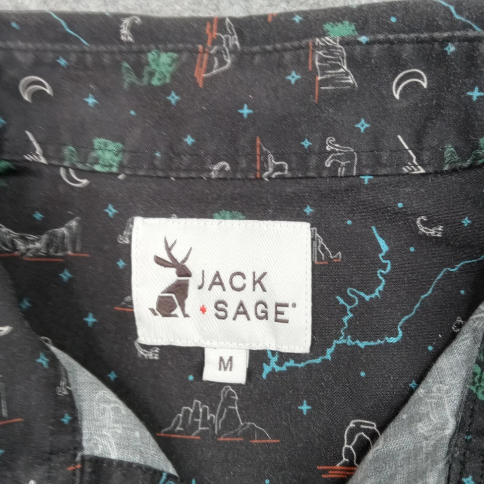 Jack Sage Shirt Mens Medium Button Up Stretch Novelty Desert Scorpion Moon Cat - Image 2 of 4