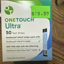 One Touch Ultra Diabetic Blood Glucose Test Strips 50 Count New Exp. 05/2026+