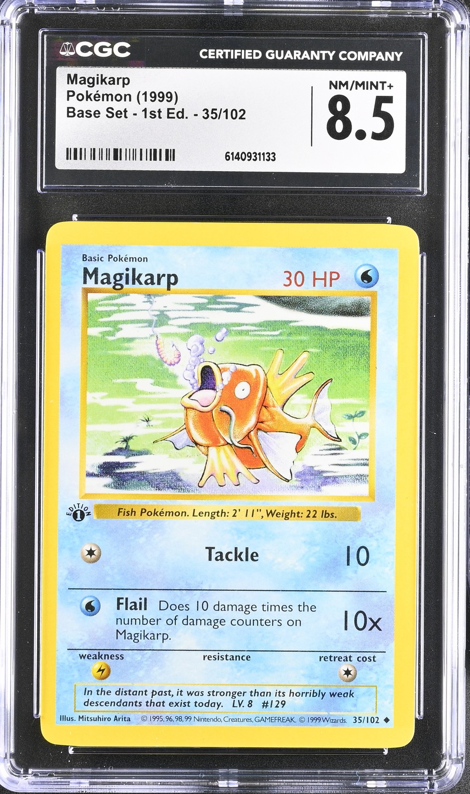 CGC 8.5 NM/MINT+ Magikarp 35/102 Base Set 1st Edition Shadowless Pokemon Card