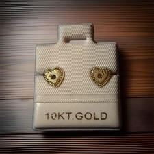 Gold Jewelry 10K Yellow Gold Heart Stud Earrings