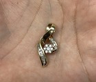 10k Yellow Gold AURA Natural Round & Baguette Diamonds Ribbon Design Pendant — photo 5