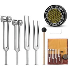 Tuning Forks for Healing Set, 128, 136.1, 256, 384 Hz with Activator