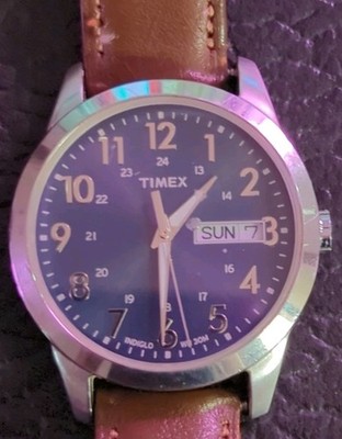 Timex  Men s Easy Reader Blue Indiglo Dial Watch - New Battery