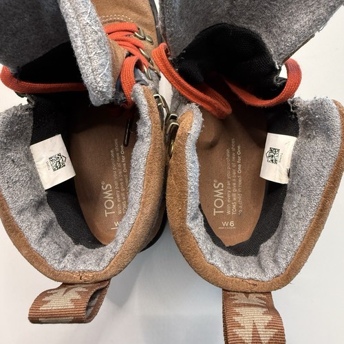 TOMS Summit Rawhide Gray Wool Red Brown Hiking Snow Boots Womens Size 6 - Picture 10 of 11