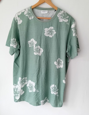 T-Shirt Lindbergh mintgrün-weiß Blumenmuster 100% Baumwolle XL 24,95 £
