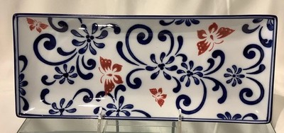 Pier 1 Butterfly Blossom Rectangle Plate Serving Dish Tray 12  Platter