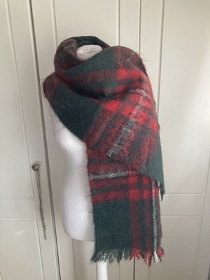 Vintage Margaret Rose Rot Grün Tartan Mohair/Wolle Schal Claudia Verräter  