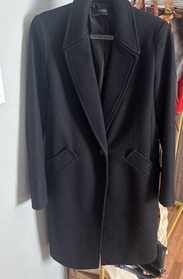Zara Basic Womens black Wool Blend Overcoat XS  preowned