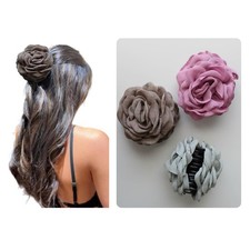 Rose Flower Claw Clip  Hair for 1 Count Pack of 1 , Taupe