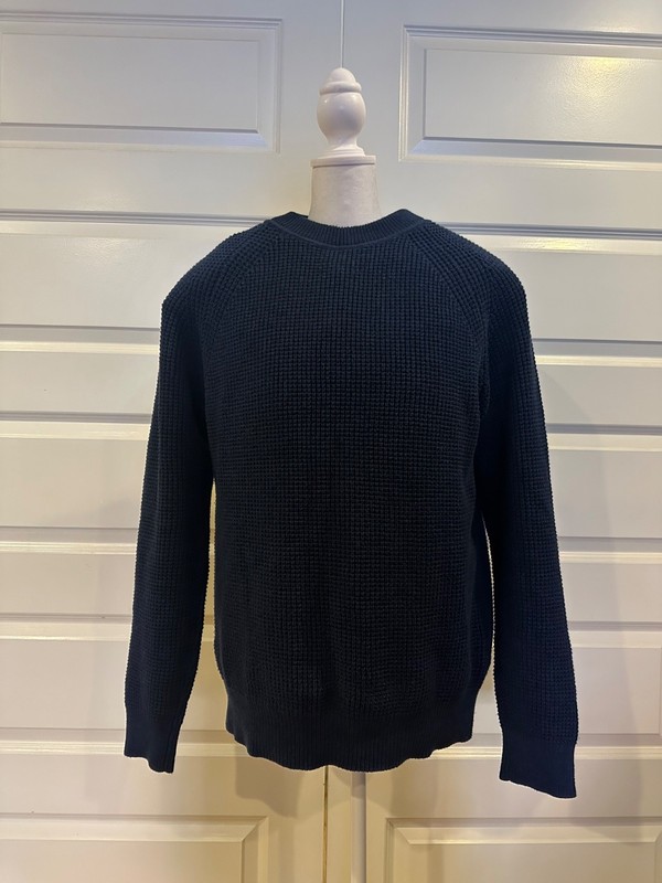SELECTED / HOMME Men's Dark Blue Organic Mock Neck Knit Sweater L/G