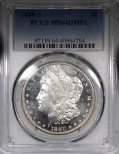 1880-S Morgan Dollar PCGS MS64DMPL DEEP MIRROR PROOF LIKE