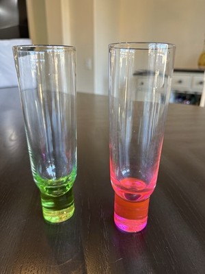 Sagaform Neon Scandinavian Champagne Glasses/Flutes by Matz Borgstrom Set Of 2