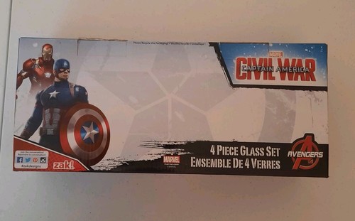 Zak! MARVEL Captain America Ironman 4 Piece Glass Set 16 oz 4 Pack - Picture 3 of 4