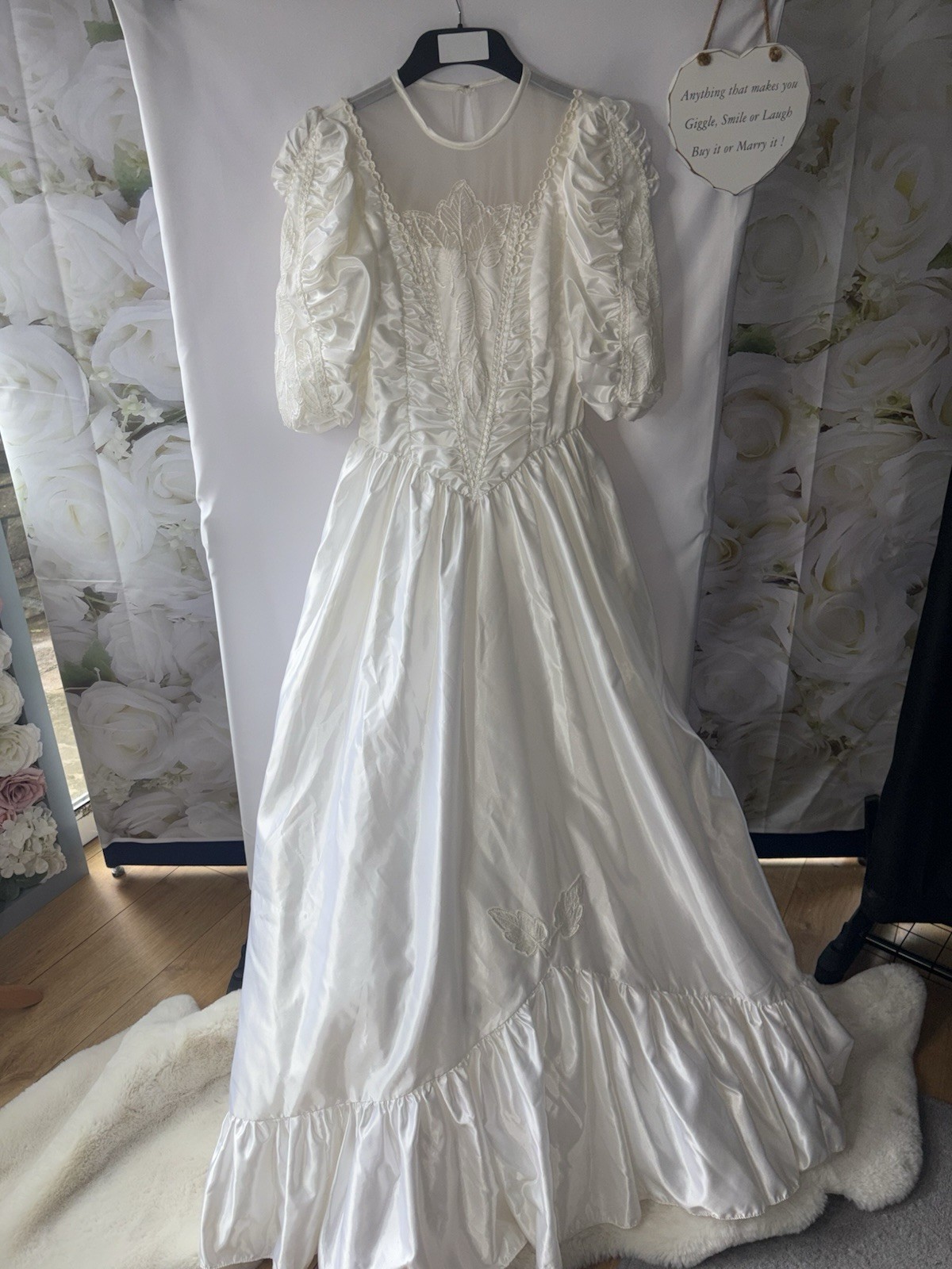 Vintage 80’s Satin Wedding Dress
