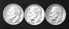 (Lot of 3) Roosevelt SILVER Dimes. 1956-D, 1957-D, 1962-D.   V/Nice   (R003)