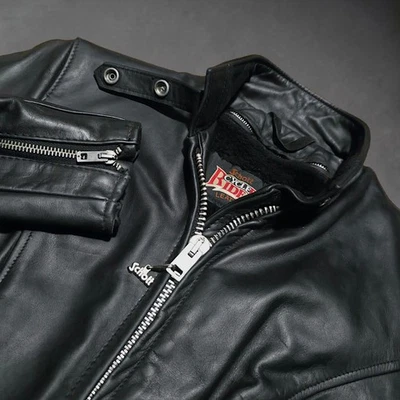 Chaqueta de motociclista de cuero negra Schott Cycle Rider de colección línea Sherpa para mujer 12 - Imagen 1 de 4