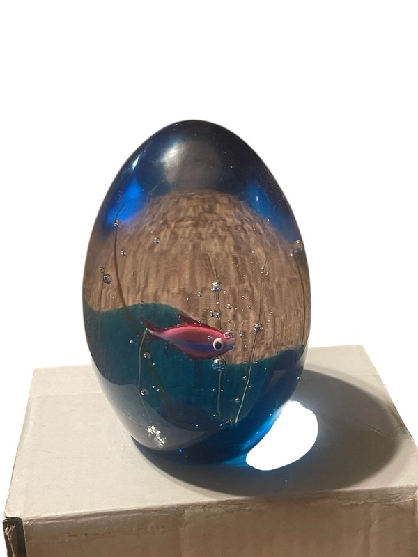 Elio Raffaeli Oggetti Murano Art Glass Aquarium Fish Paperweight 5.5" Signed