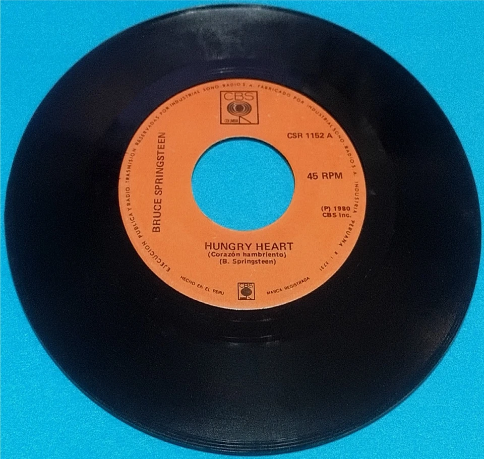 BRUCE SPRINGSTEEN "Hungry Heart" 1980, MADE IN PERU (SPANISH TITLES) 7" (VG+/EX) - Image 3 of 4