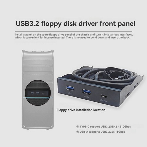 USB3.2 GEN2 TYPE-C 3.5-Inch Floppy Front Panel 2 Port USB3.2 + 1 Port USB39179 - Photo 4/7