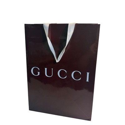 GUCCI バーガンディ ショッピングバッグ Gucci Retail Shopping Bag Burgundy Glossy Logo Large Authentic