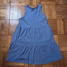 Gap Women's Blue Sleeveless Pull Over Summer Beach Tiered Dress Pockets Sz Med