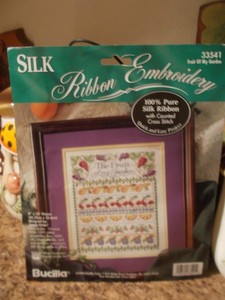 Bucilla Silk Ribbon Embroidery Counted Cross Stitch Kit Fruit Of My Garden 1994