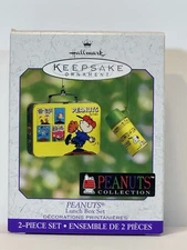 2000 Hallmark Keepsake Peanuts Tin Lunch Box Set Ornament