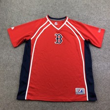 Boston Red Sox Shirt Boys XL 18 Red MLB Baseball Majestic V Neck Pullover Top