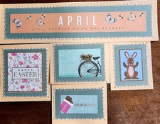 Sewn Premade Scrapbook Page/Sewn Mat Set - 5 pieces: April