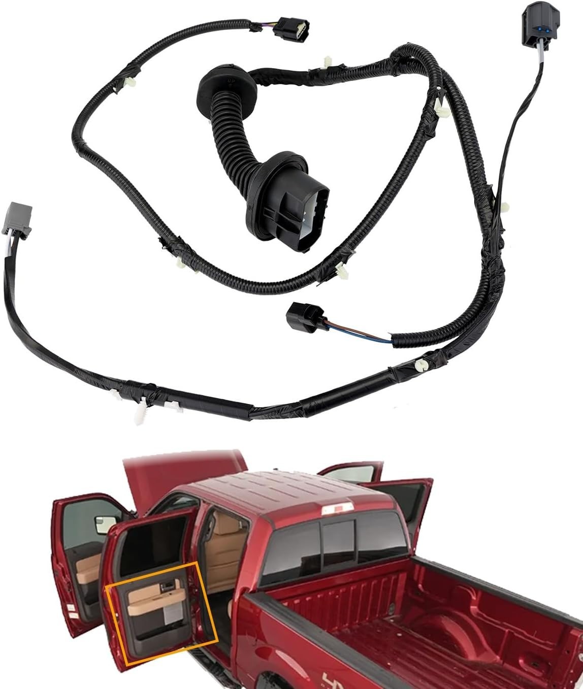 Rear Left Door Wiring Harness for 2009-2014 Ford F150 Crew Cab Driver Side