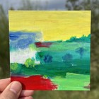 Landscape Abstract Painting Original Acrylic On 4x4 inch Paper #12