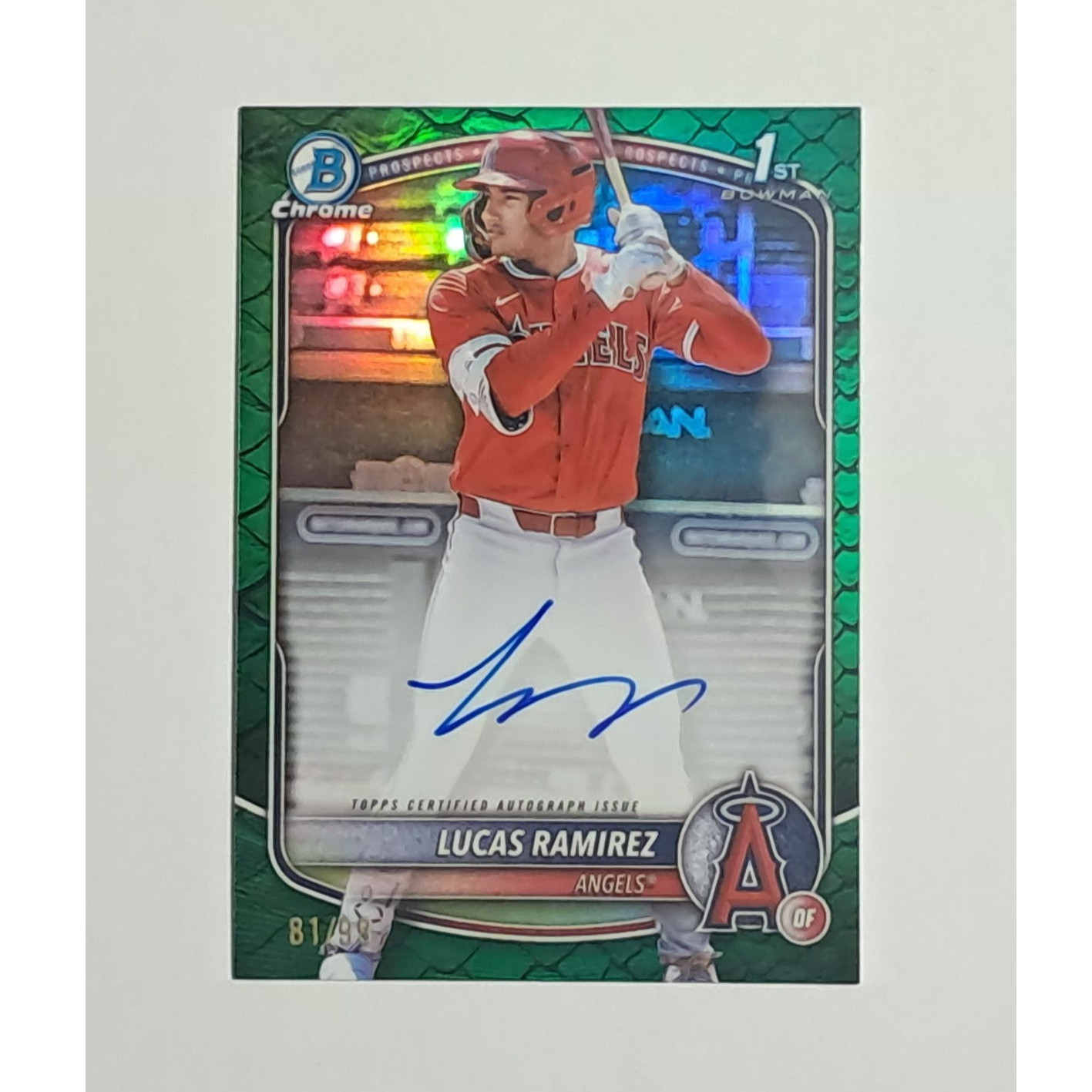 2025 Bowman Chrome Lucas Ramirez Rookie Auto #CPA-LR /99 Green Reptillian