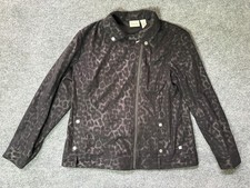 Chicos Zenergy Jacket Womens Chico Size 2 Full Zip Back Animal Print Long Sleeve