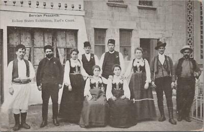 Postcard Servian Peasants Balkan States Exhibition Earl's Court 1907