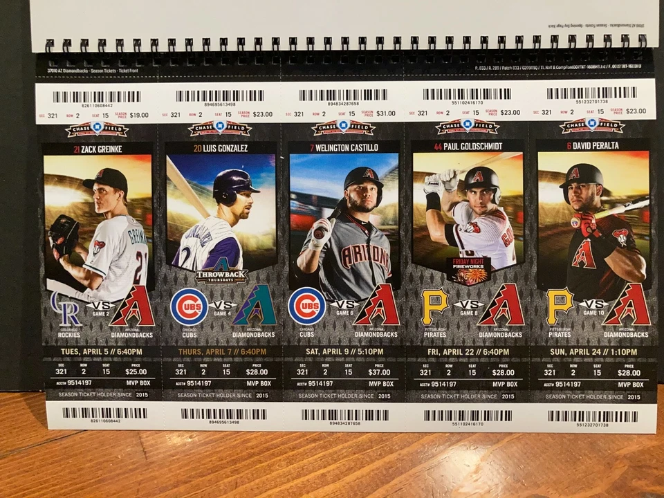 2016 AZ Diamondbacks Unused Tickets You Pick- Greinke Goldschmidt Johnson Photos - Image 4 of 4