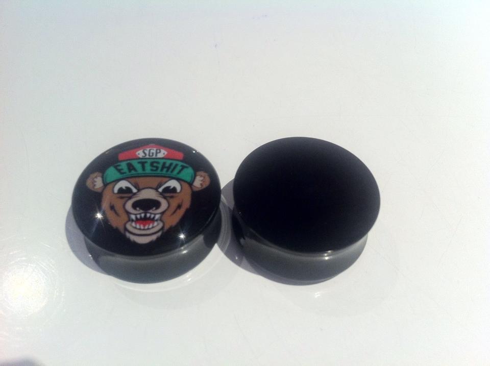 Pair Eat Shit Bear Ear Plugs Flesh Tunnel Tunnels Stretcher 630mm eBay