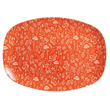 RICE: Rechteckiger Teller aus Melamin, Fall Print (MELPL-FALL), 30 cm, Orange